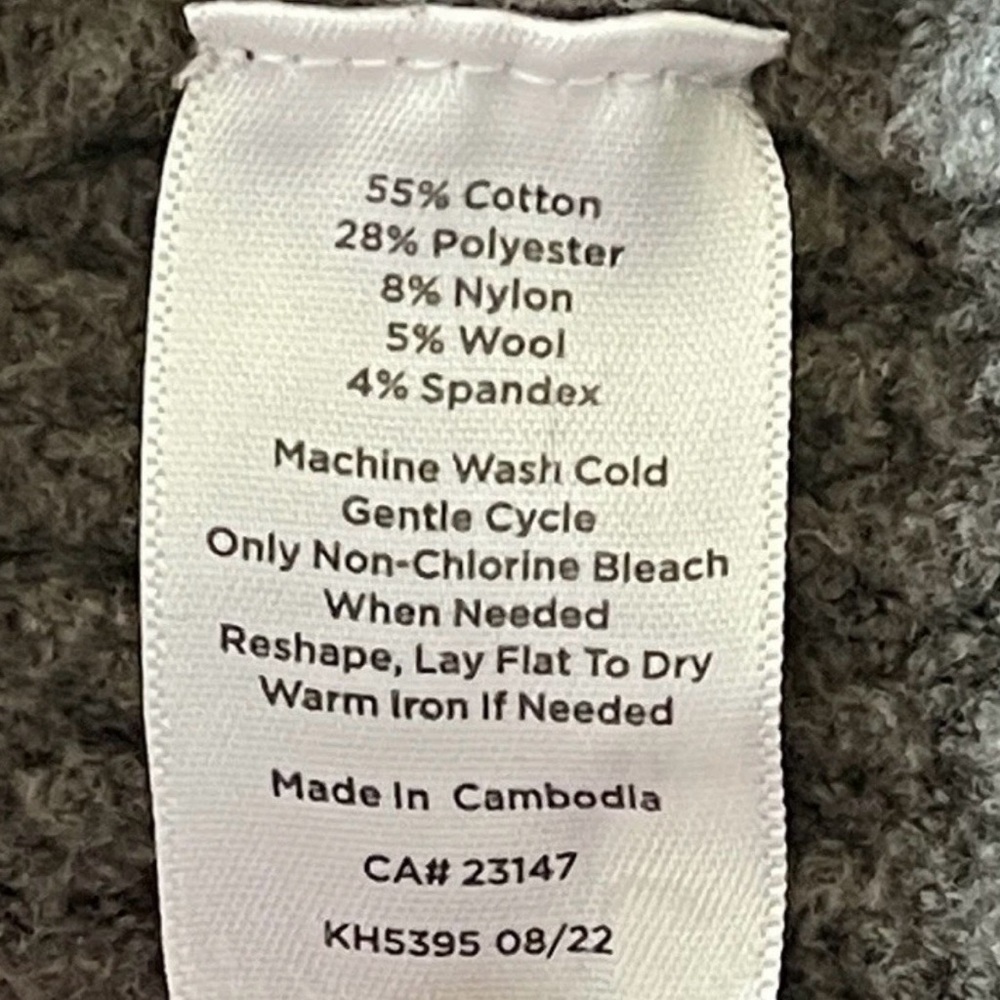 Talbots Longline Cardigan Sweater Coat Olive Green Blue Trim Preppy Cozy Knit S - Picture 6 of 6